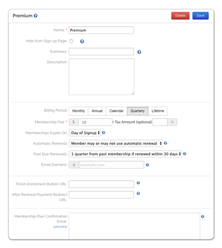 Fully custom plans you can offer your members.